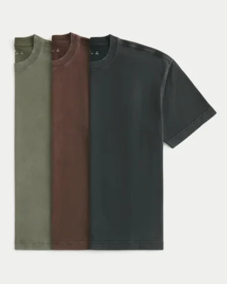 Boxy Heavyweight Washed Cotton Crew T-Shirt 3-Pack