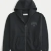 Boxy Hollywood Graphic Zip-Up Hoodie