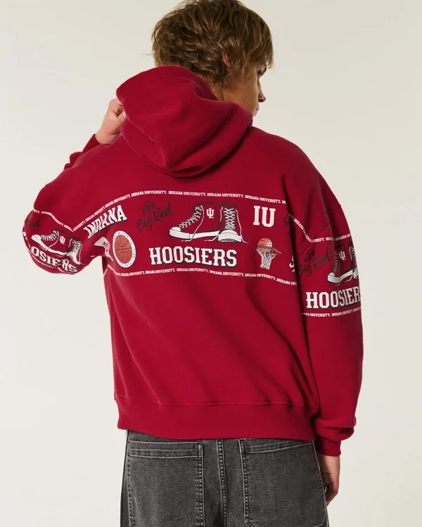 Boxy Indiana University Hoosiers Graphic Hoodie Boxy Indiana University Hoosiers Graphic Hoodie