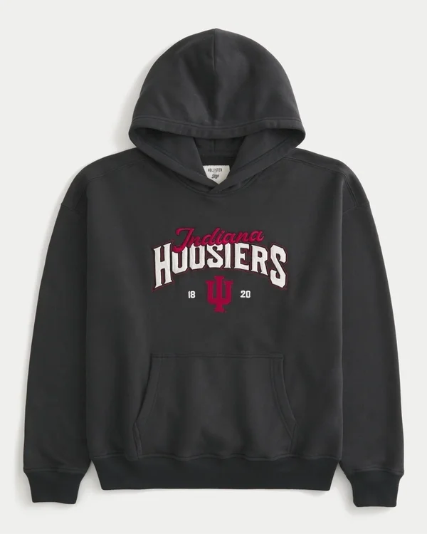 Boxy Indiana University Hoosiers Graphic Hoodie Boxy Indiana University Hoosiers Graphic Hoodie