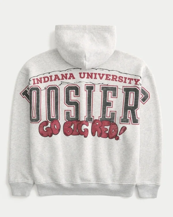 Boxy Indiana University Hoosiers Graphic Hoodie Boxy Indiana University Hoosiers Graphic Hoodie