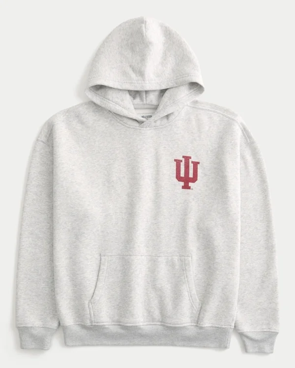Boxy Indiana University Hoosiers Graphic Hoodie Boxy Indiana University Hoosiers Graphic Hoodie