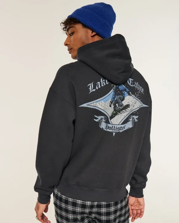 Boxy Lake Tahoe Snowboard Graphic Hoodie Boxy Lake Tahoe Snowboard Graphic Hoodie
