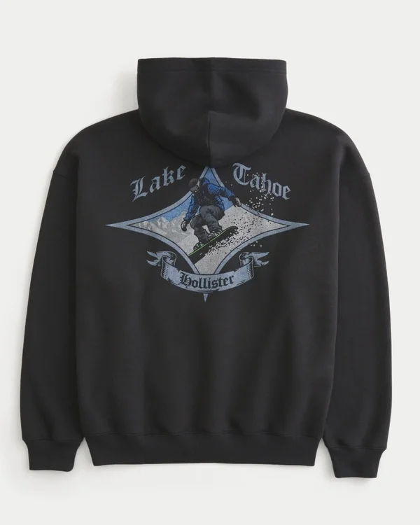 Boxy Lake Tahoe Snowboard Graphic Hoodie Boxy Lake Tahoe Snowboard Graphic Hoodie