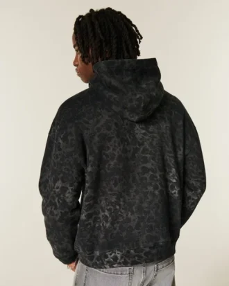 Boxy Leopard Print Dodge Hellcat Graphic Hoodie