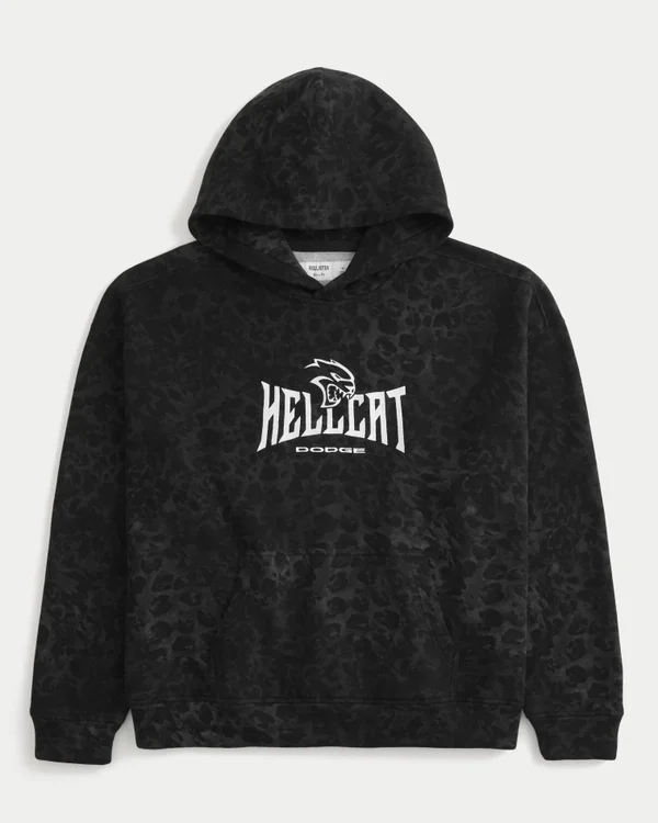 Boxy Leopard Print Dodge Hellcat Graphic Hoodie Boxy Leopard Print Dodge Hellcat Graphic Hoodie