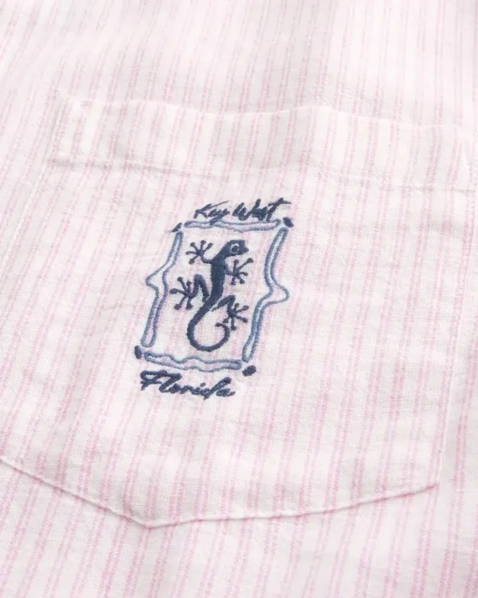 Boxy Linen-Blend Short-Sleeve Key West Graphic Shirt