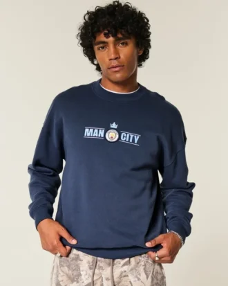 Boxy Manchester City FC Graphic Crew Sweatshirt