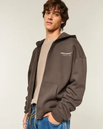 Boxy McLaren Graphic Zip-Up Hoodie