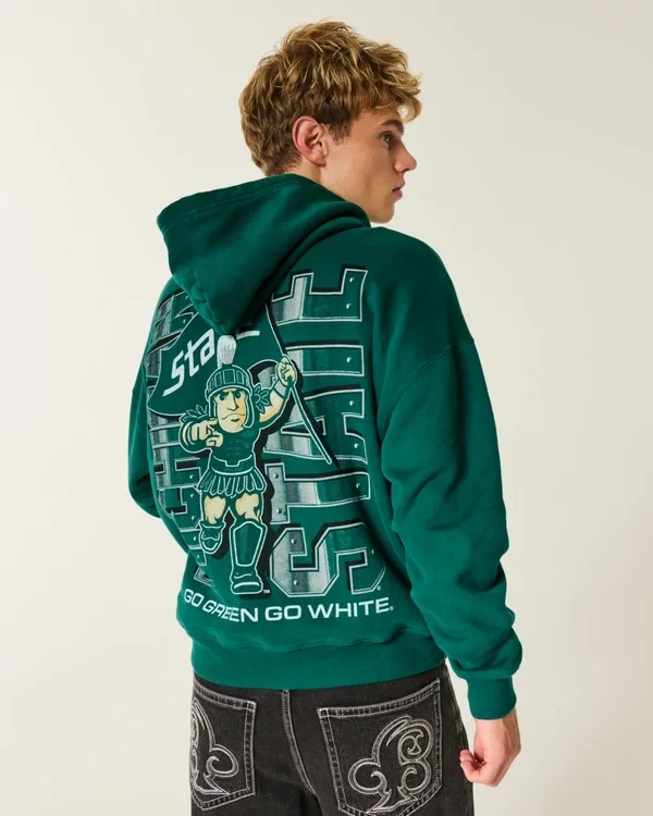 Boxy Michigan State University Spartans Graphic Hoodie Boxy Michigan State University Spartans Graphic Hoodie