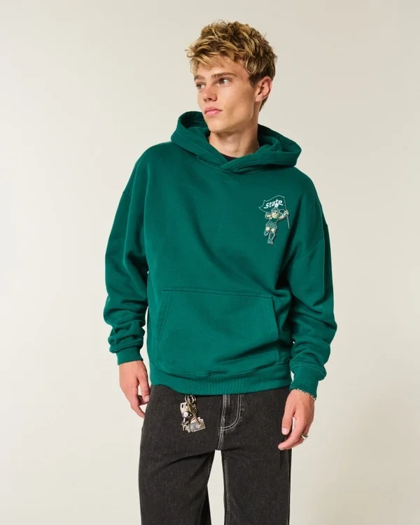 Boxy Michigan State University Spartans Graphic Hoodie Boxy Michigan State University Spartans Graphic Hoodie