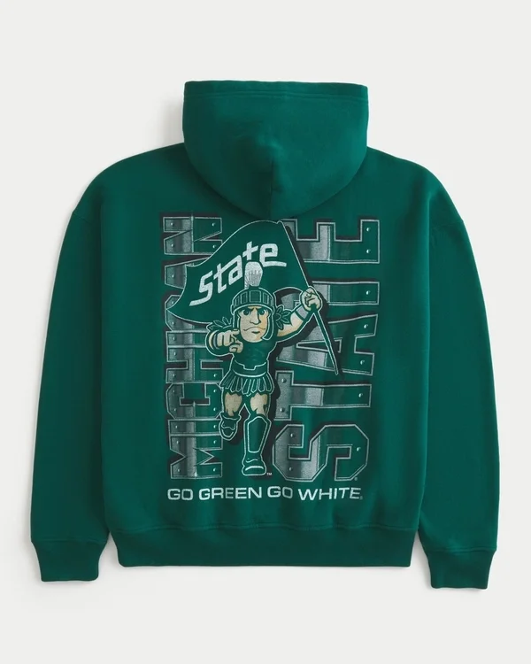 Boxy Michigan State University Spartans Graphic Hoodie Boxy Michigan State University Spartans Graphic Hoodie