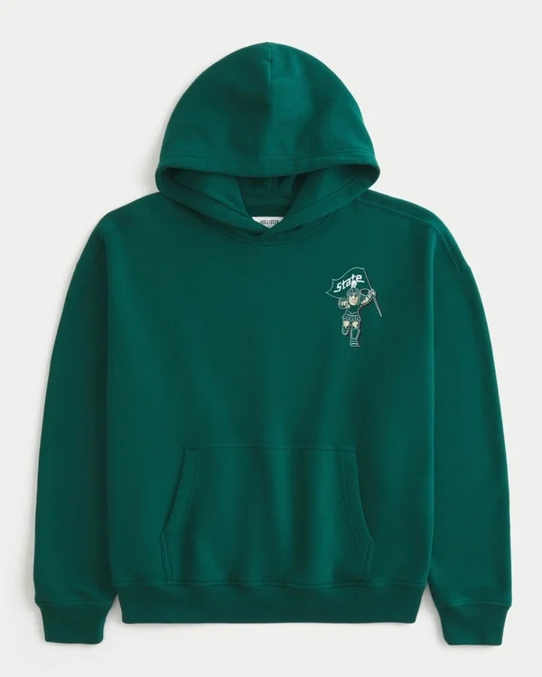 Boxy Michigan State University Spartans Graphic Hoodie Boxy Michigan State University Spartans Graphic Hoodie