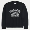 Boxy Motor City Auto Repairs Graphic Crew Sweater