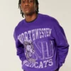 Boxy Northwestern University Wildcats Graphic Crew Sweatshirt