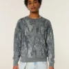 Boxy Pattern Crew Sweater