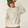 Boxy Pattern Crew Sweater
