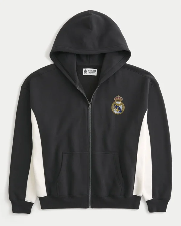 Boxy Real Madrid CF Graphic Zip-Up Hoodie Boxy Real Madrid CF Graphic Zip-Up Hoodie