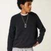 Boxy Roll-Neck Crew Sweater