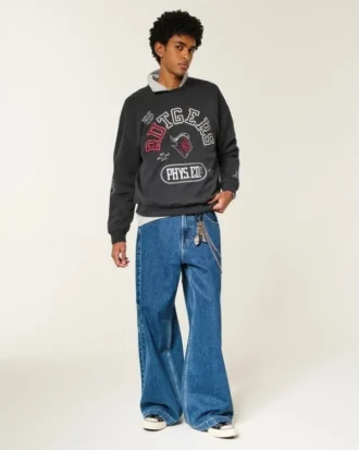 Boxy Rutgers University Scarlet Knights Graphic Crew Sweatshirt