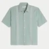 Boxy Short-Sleeve Embroidered Shirt