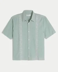 Boxy Short-Sleeve Embroidered Shirt