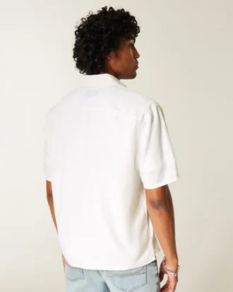 Boxy Short-Sleeve Embroidered Shirt