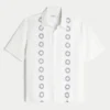 Boxy Short-Sleeve Embroidered Shirt