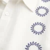 Boxy Short-Sleeve Embroidered Shirt