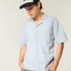 Boxy Short-Sleeve Linen-Blend Shirt