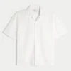 Boxy Short-Sleeve Linen-Blend Shirt