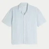 Boxy Short-Sleeve Linen-Blend Shirt