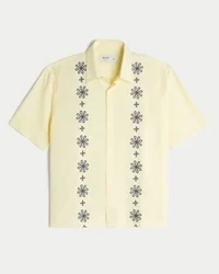 Boxy Short-Sleeve Pattern Shirt