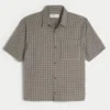 Boxy Short-Sleeve Seersucker Shirt