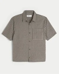 Boxy Short-Sleeve Seersucker Shirt
