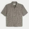 Boxy Short-Sleeve Seersucker Shirt