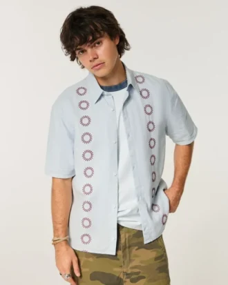 Boxy Short-Sleeve Striped Shirt