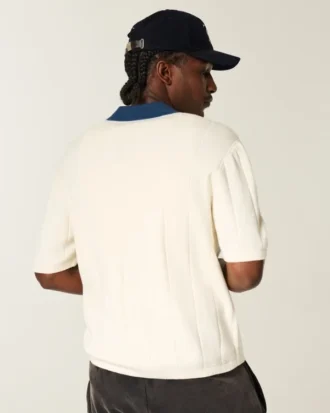 Boxy Short-Sleeve Sweater Polo