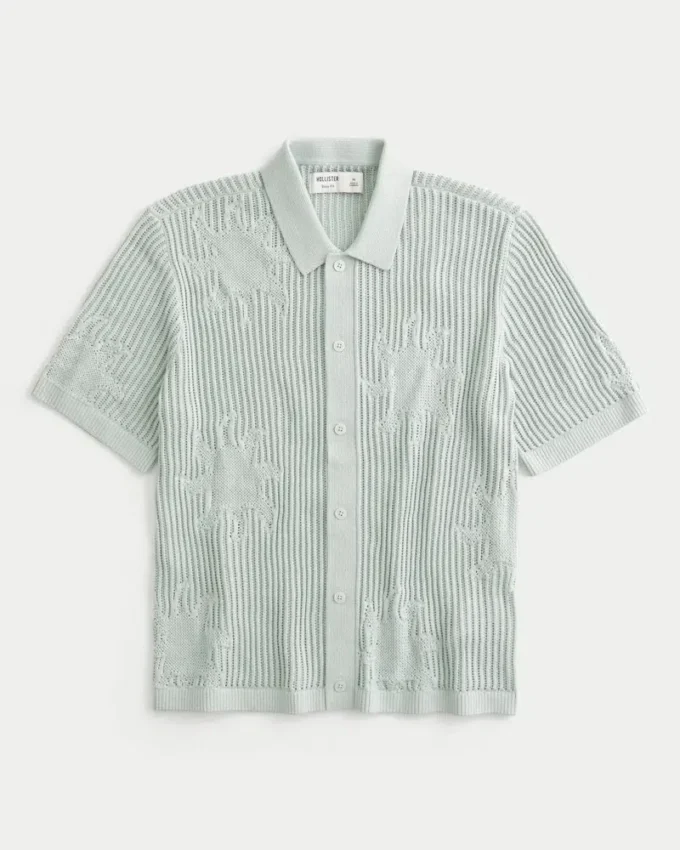 Boxy Short-Sleeve Sweater Shirt