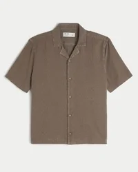 Boxy Short-Sleeve Textural Pattern Shirt