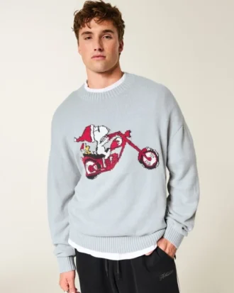 Boxy Snoopy Graphic Crew Sweater