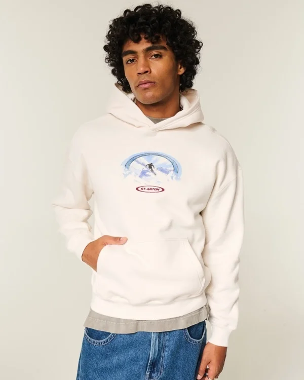 Boxy St. Anton Ski Graphic Hoodie Boxy St. Anton Ski Graphic Hoodie