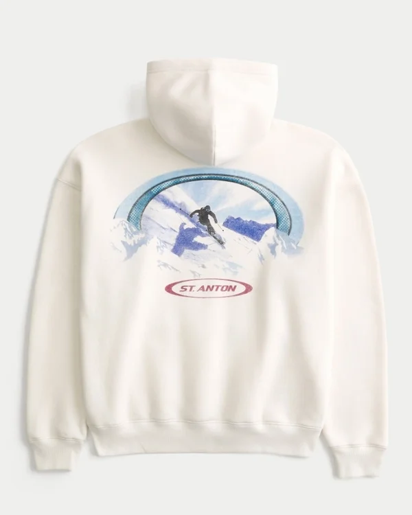 Boxy St. Anton Ski Graphic Hoodie Boxy St. Anton Ski Graphic Hoodie