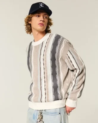 Boxy Striped Crew Sweater