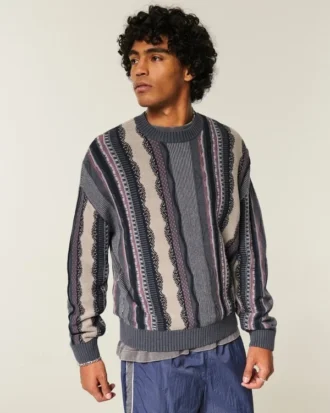 Boxy Striped Crew Sweater