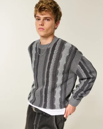 Boxy Striped Crew Sweater