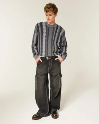 Boxy Striped Crew Sweater