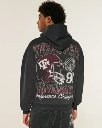 Boxy Texas A&M University Aggies Graphic Hoodie