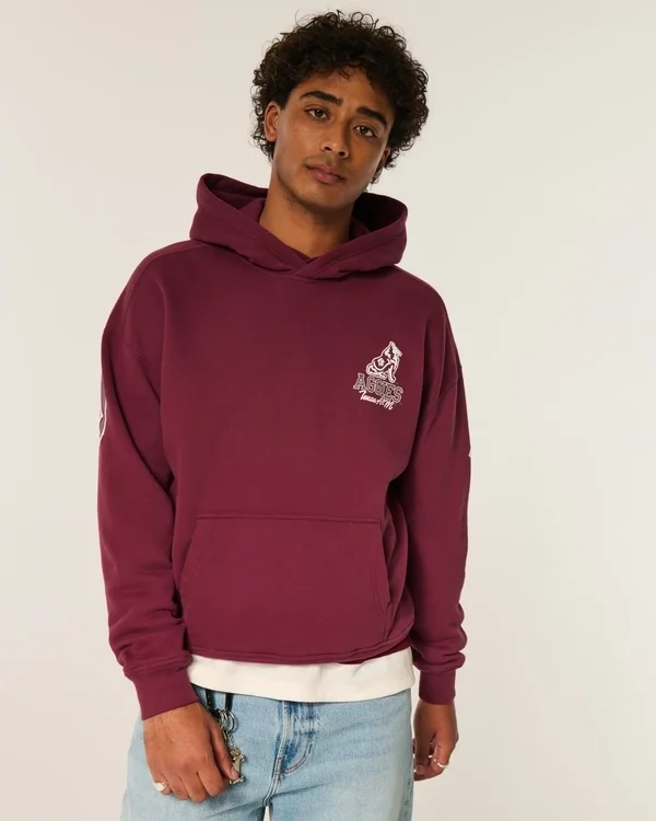 Boxy Texas A&M University Aggies Graphic Hoodie Boxy Texas A&M University Aggies Graphic Hoodie
