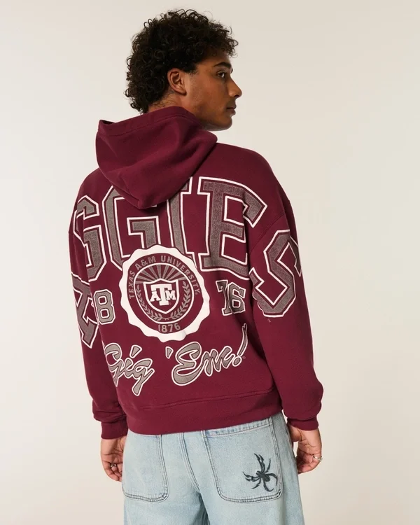 Boxy Texas A&M University Aggies Graphic Hoodie Boxy Texas A&M University Aggies Graphic Hoodie